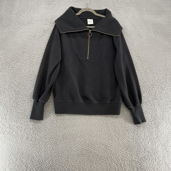 Varley Sweaters - Varley Vine Sweatshirt Womens Small Black Half Zip Collared Ribbed Sweater Knit